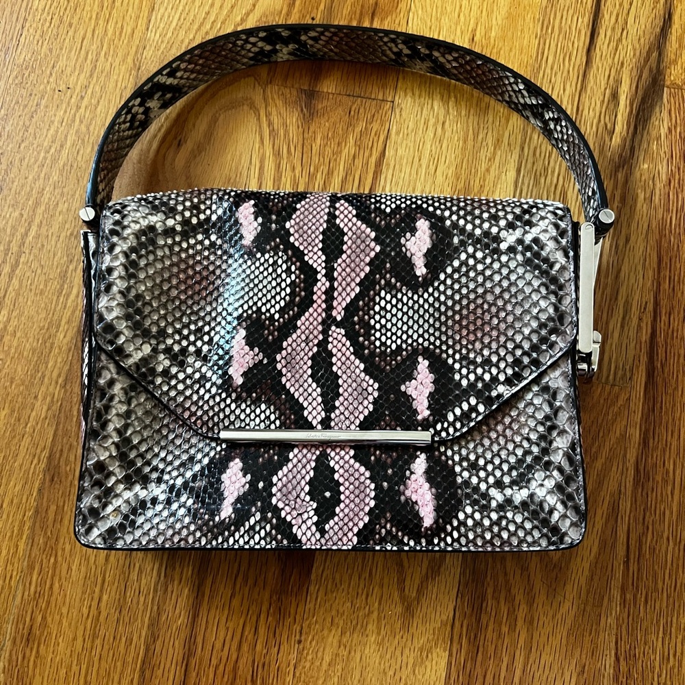 Salvatore Ferragamo SS14 runway collection pink python snakeskin handbag - Picture 2 of 7